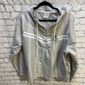 Harry Potter Hogwarts Windbreaker Gray Quarter Zip Spellout Sleeves Juniors L